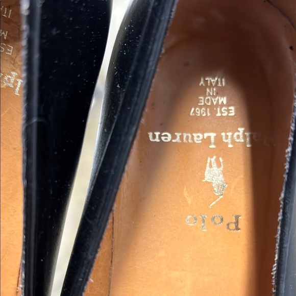 Polo Ralph Lauren Tuxedo Opera Loafers Mens 9.5 D Black Leather Slippers Vintage main image 4